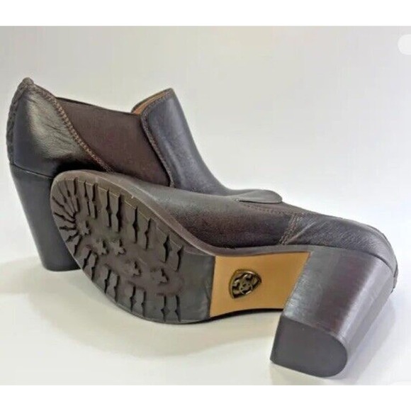 New Ariat 'Geneva' Women's Black Leather Ankle Boots Bootie Sz 10 Slip-on Heeled - Picture 2 of 8